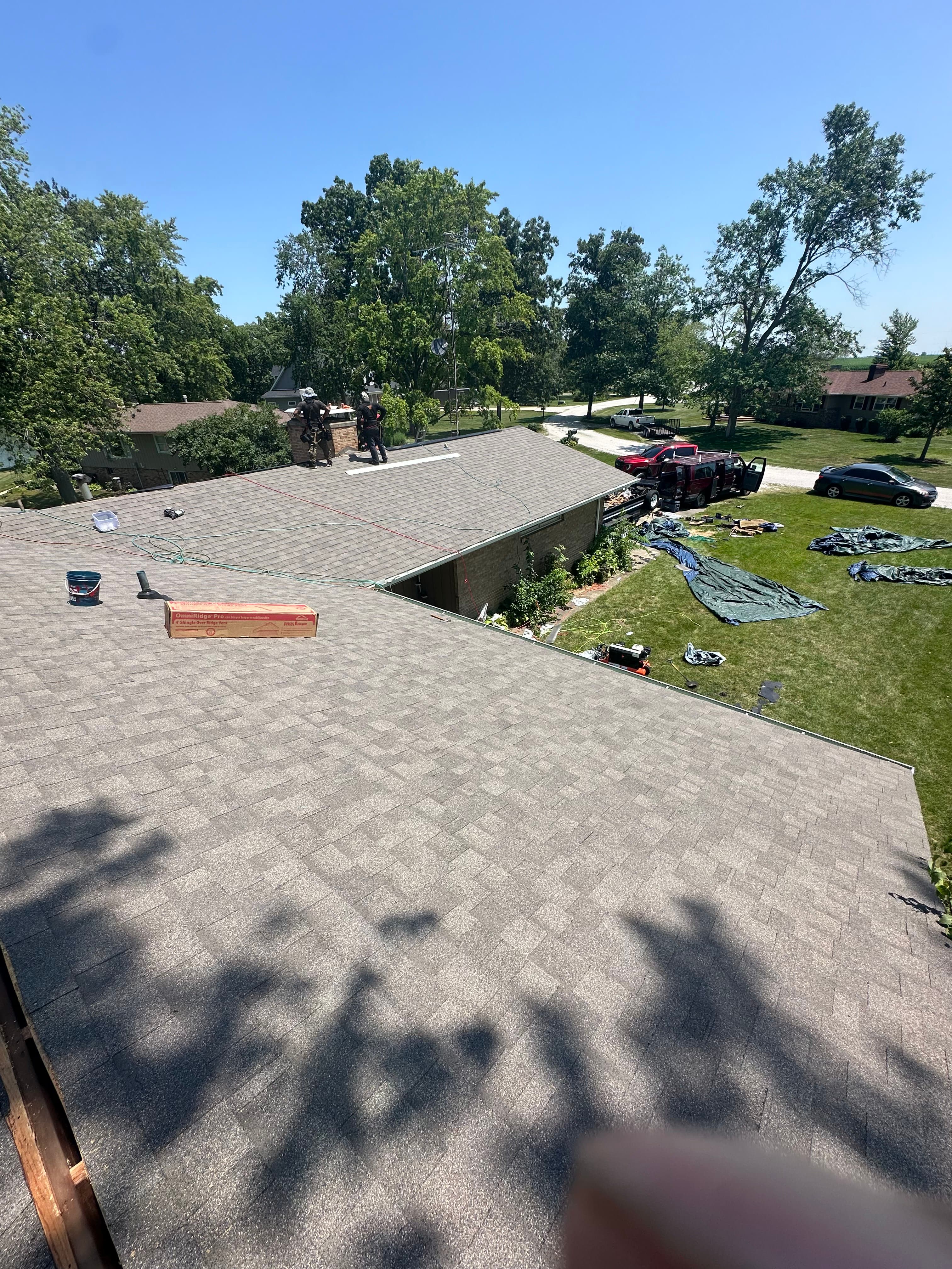 Pantheon crew completing a full roof replacement in Champaign-Urbana