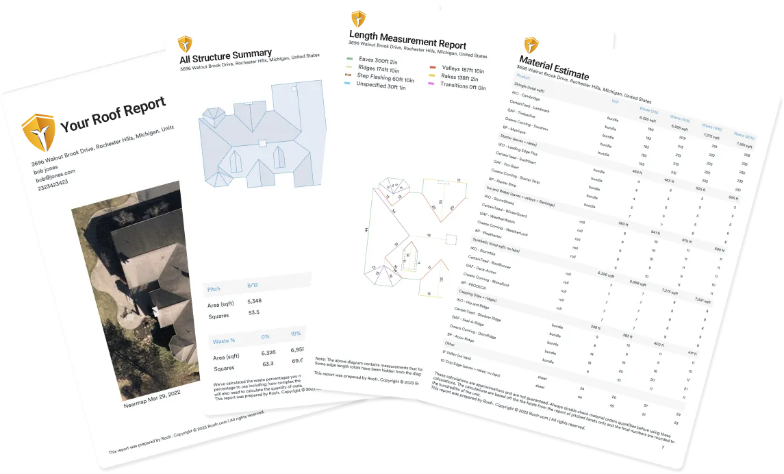 Sample drone inspection report — pitch, structure, dimensions, problem-area itemization